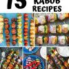 Pinterest graphic with text overlay reading "15 Grilled Kabob Recipes"
