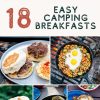 Pinterest graphic with text overlay reading "18 easy camping breakfasts"