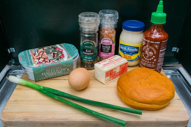 Ingredients for breakfast sandwiches