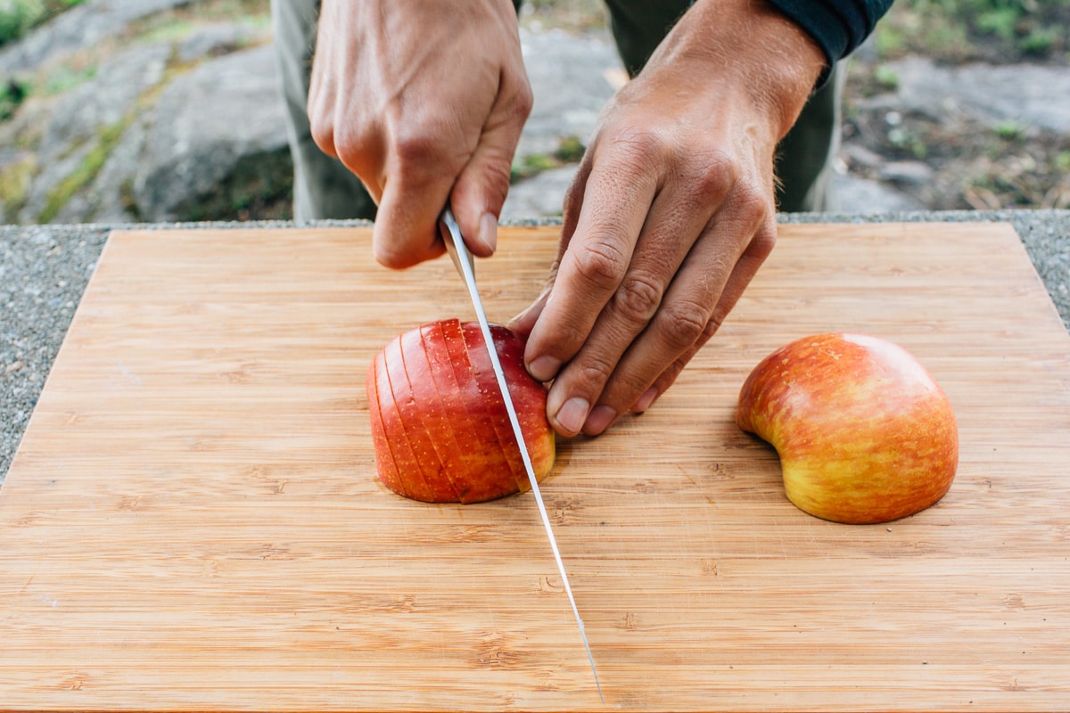 Michael slicing an apple