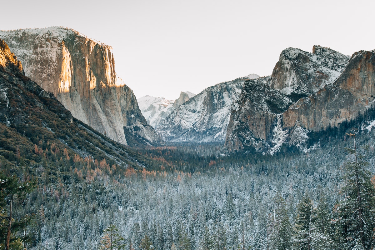 Yosemite valley blanketed with snow