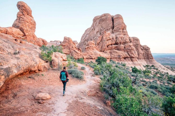 Megan hiking in arches national park