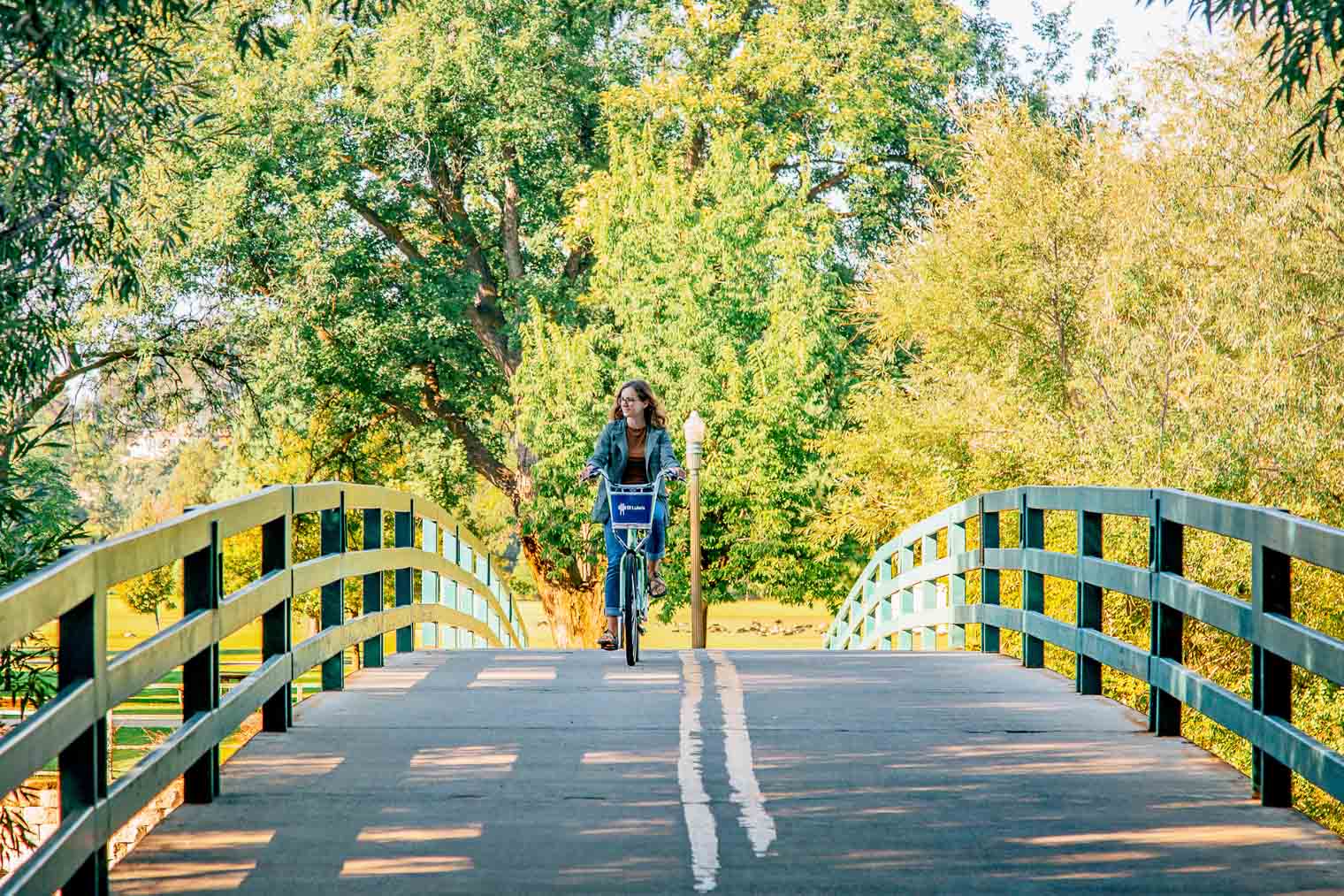 Megan Bike Riding in Greenbelt Park in Boise, Idaho