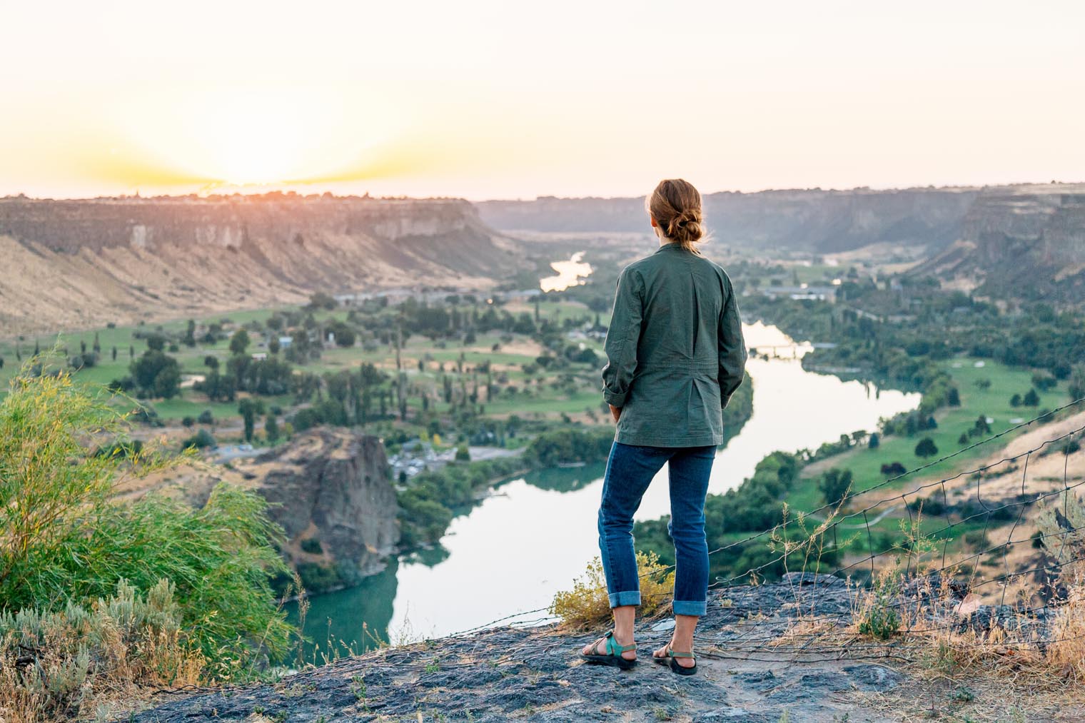 Megan watching sunset over the Snake River in Twin Falls, Idaho
