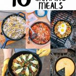 Pinterest graphic with text overlay reading "16 one pot camping meals"