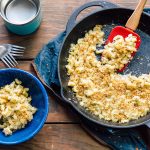 Mac & cheese in a cast iron skillet
