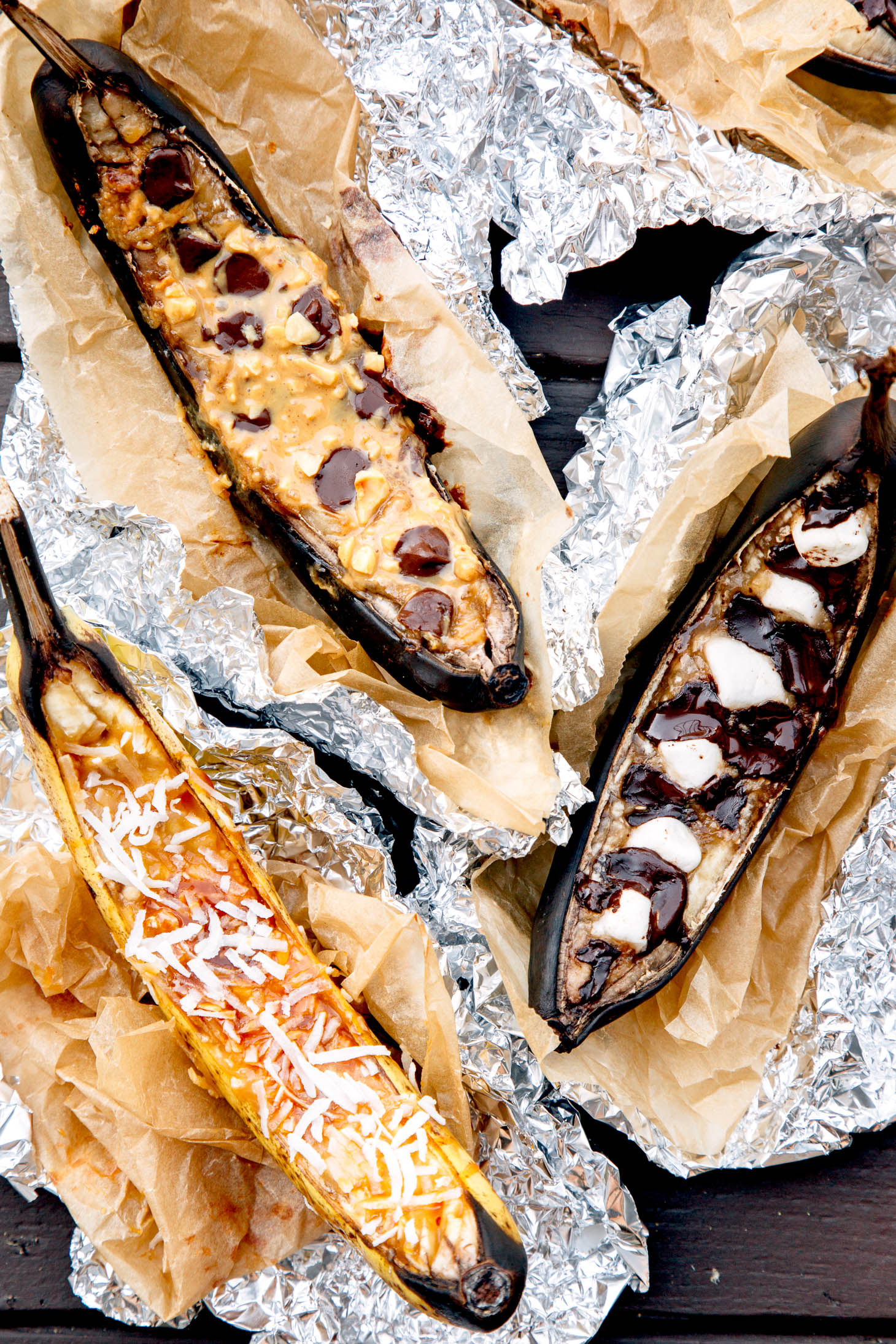 Easy camp cooking: Campfire Banana Boat dessert, cooked right on the grill!