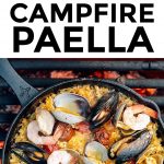 Pinterest traffic with text overlay reading "campfire paella"