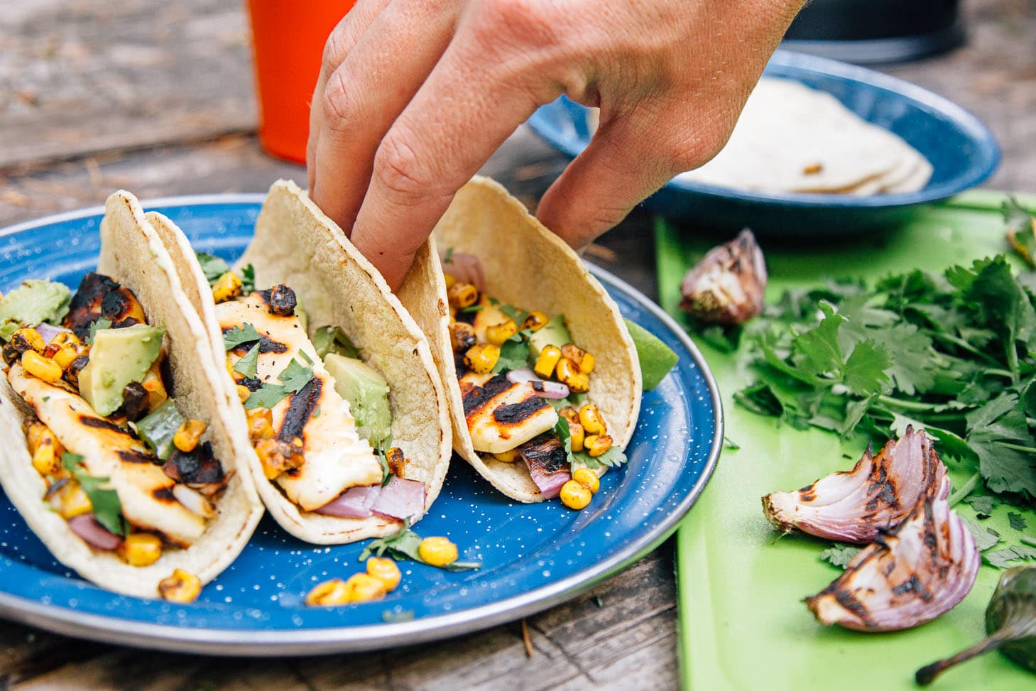 These Grilled Halloumi Tacos are a great vegetarian camping meal. Easy to prepare and even easier to clean up, this is simple camping food at it's best!