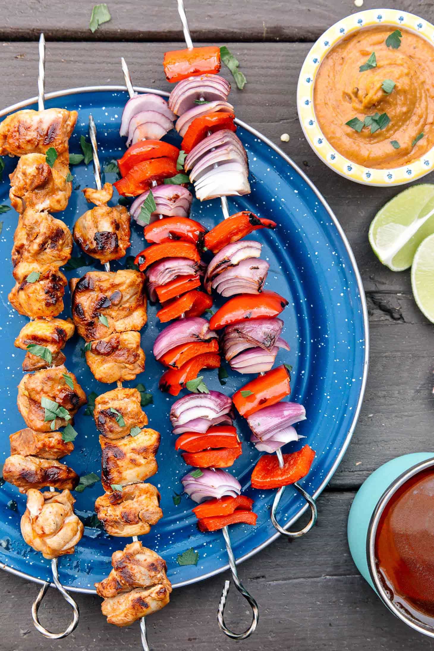 These satay-inspired Thai Grilled Chicken Skewers are perfect for cooking right on the campfire.