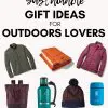 Pinterest graphic with text overlay reading "Sustainable gift ideas for outdoor lovers"