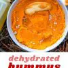 Pinterest graphic with text overlay reading "Dehydrated hummus easy no cook backpacking lunch""