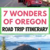 Pinterest graphic with text overlay reading "7 Wonders of Oregon Road Trip Itinerary"