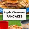 Pinterest graphic with text overlay reading "Apple cinnamon pancakes"