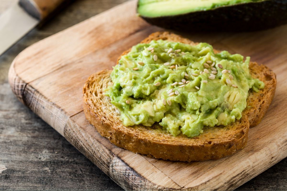 Toast with smashed avocado on top.