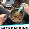Pinterest graphic with text overlay reading "Backpacking Beef Stroganoff"