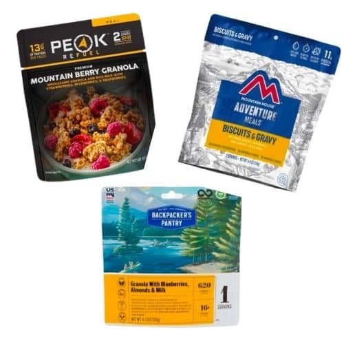 Backpacking breakfast meal pouches