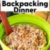 Pinterest graphic with text overlay reading "Chili Lime Peanut Noodles Backpacking Dinner".