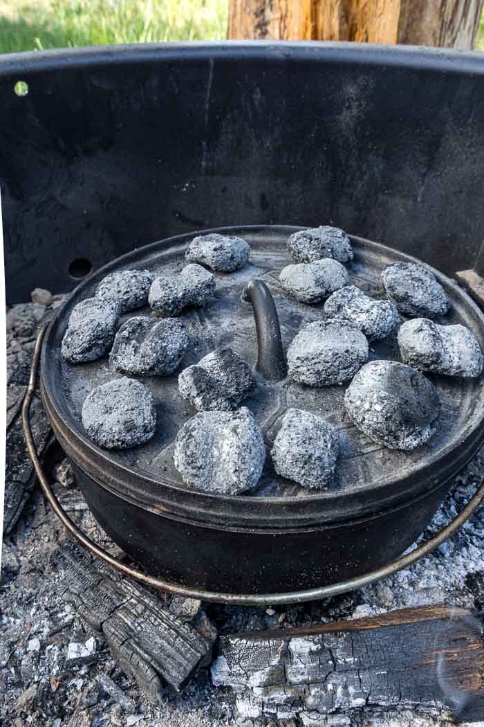 Dutch oven with coals