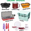Pinterest graphic with text overlay reading "Essential Camp Cooking Gear Guide"