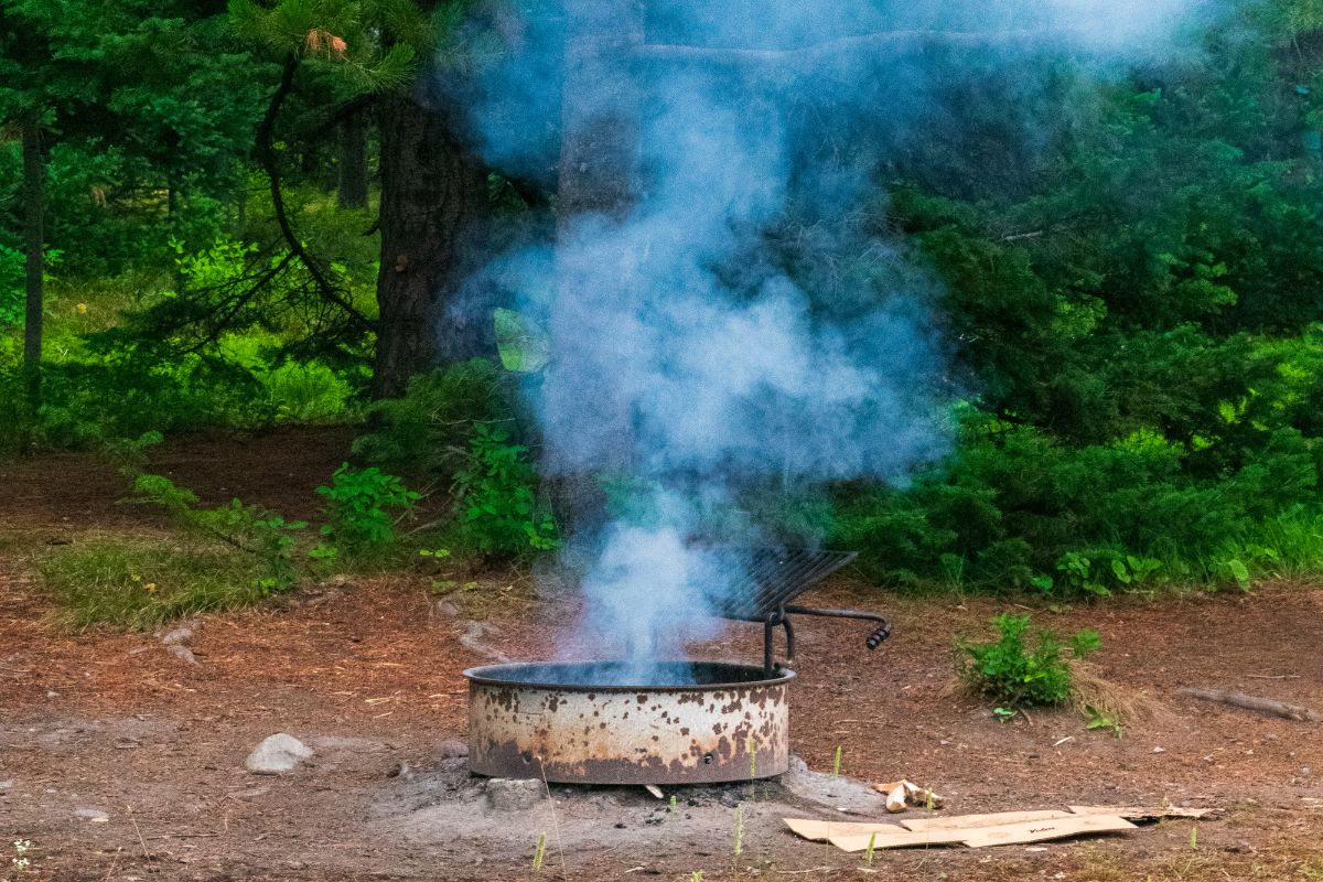 Smoke coming off a campfire