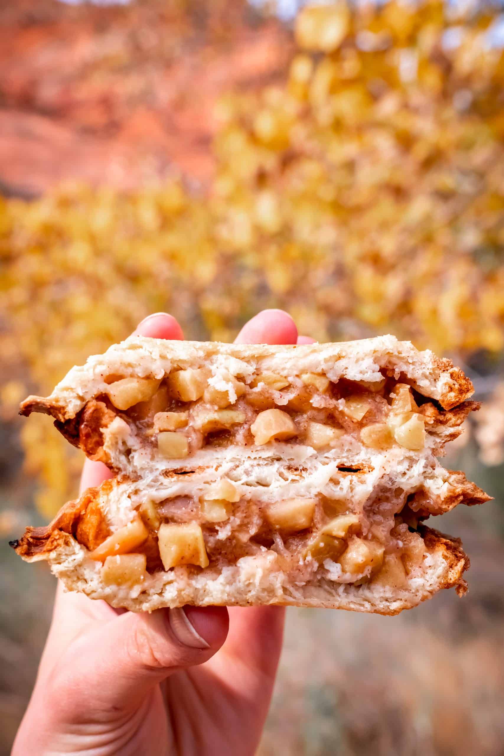 Bread stuffed with apple pie filling.
