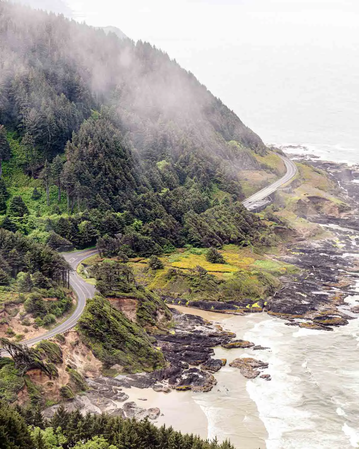 A road winding along coastal cliffs.