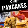 Pinterest image with text reading "Chocolate Chip Pancakes"