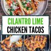 Pinterest graphic with text overlay reading "Cilantro lime chicken tacos"