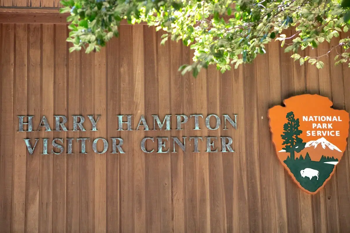 Sign for the Harry Hampton Visitor Center