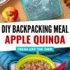 Pinterest graphic with text overlay reading "DIY Backpacking meal apple quinoa"