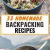 Pinterest graphic with text overlay reading "33 homemade backpacking recipes"