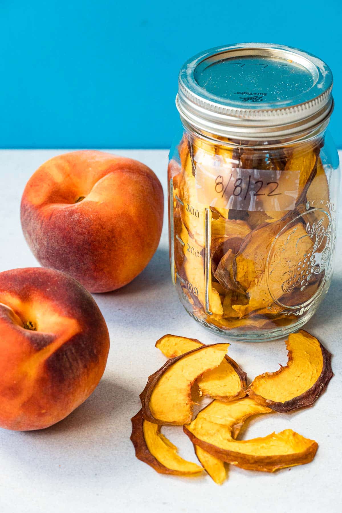 Dried peaches in a glass jar