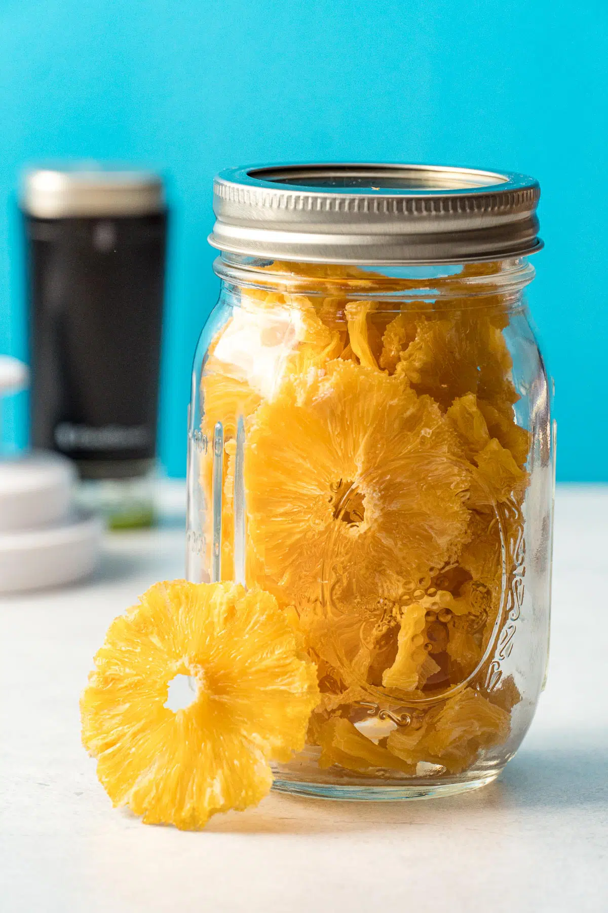 Dried pineapple in a jar