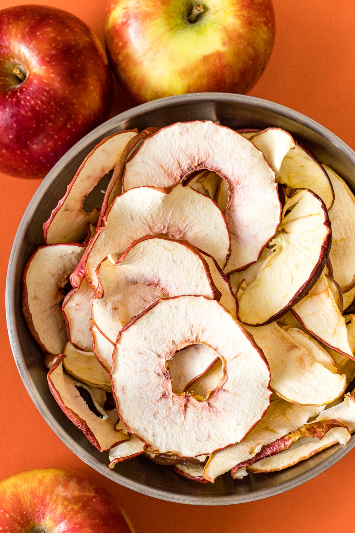 Dehydrated apples in a bowl