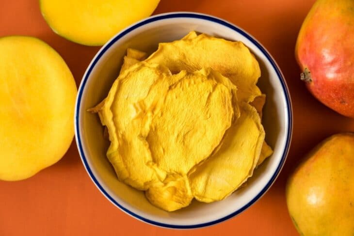 Dried mango in a bowl