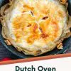 Pinterest graphic with text overlay reading "Dutch oven apple pie"