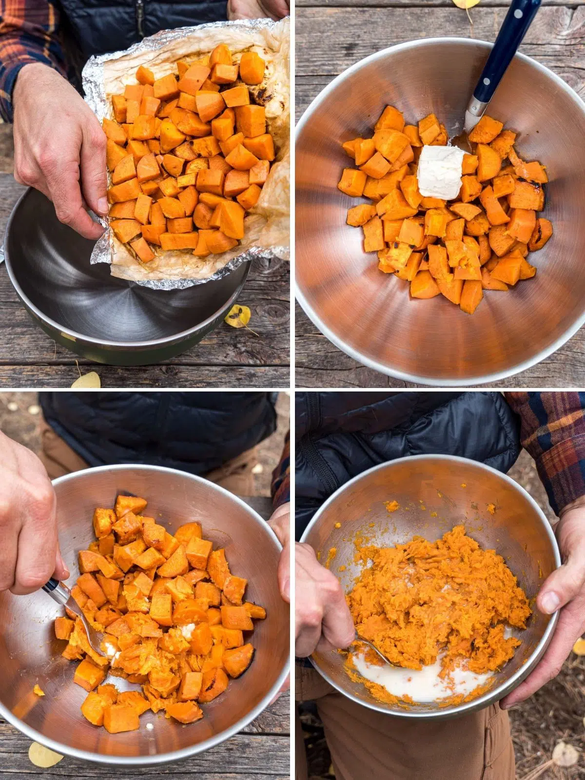 Foil packed mashed sweet potatoes steps 9-12