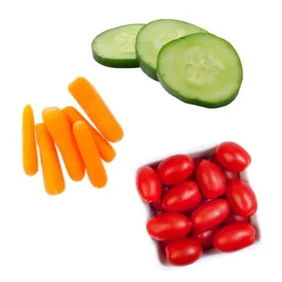 Cucumbers carrots and cherry tomatoes