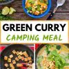 Pinterest graphic with text overlay reading "Green curry camping meal"