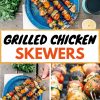 Pinterest graphic with text overlay reading "Grilled Chicken skewers"