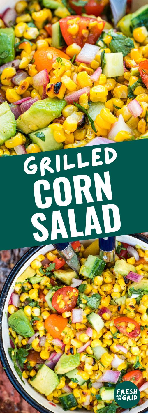 Pinterest graphic with text reading "Grilled Corn Salad"