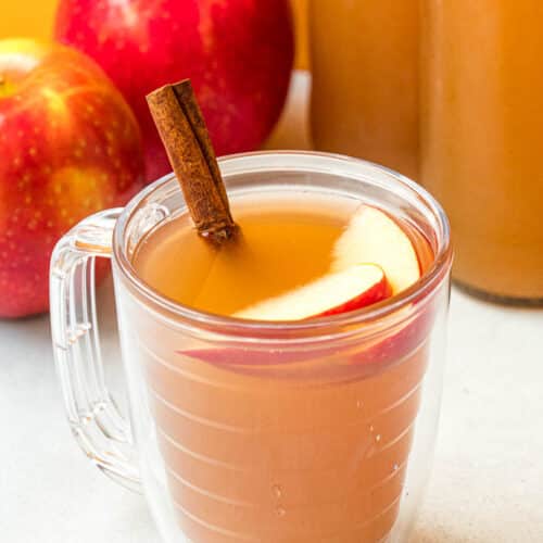 Homemade apple cider in a mug.
