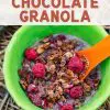 Pinterest graphic with text overlay reading "Homemade Chocolate Granola"