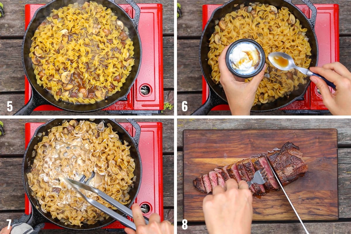 Step by step photos of how to make beef stroganoff