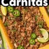 Pinterest graphic with text overlay reading "Instant Pot Carnitas".