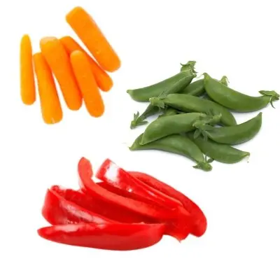 Carrots snap peas and bell pepper
