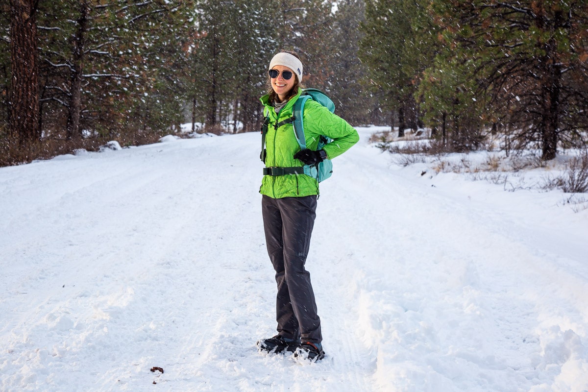 Megan standing on a snowy trail