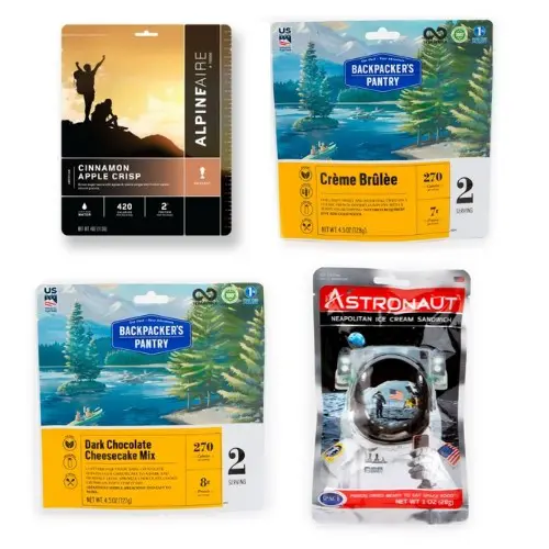 Assorted backpacking dessert packages