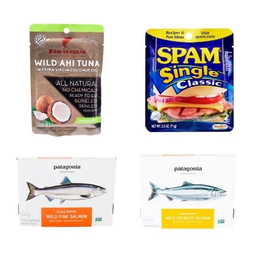 Tuna, spam, and salmon packages